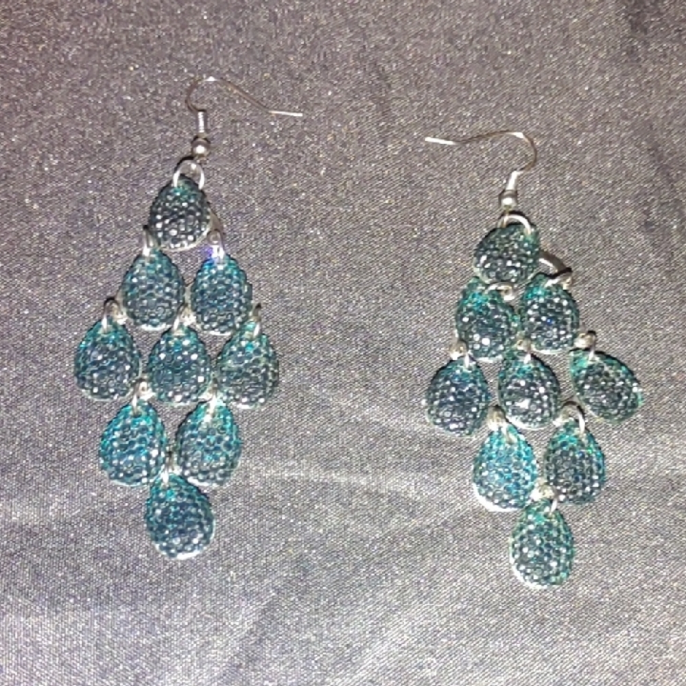 Elegant Silver and Blue Teardrop Earrings